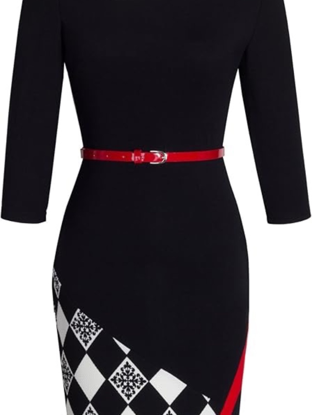 HOMEYEE Patchwork Sheath Business Dress- Size XL